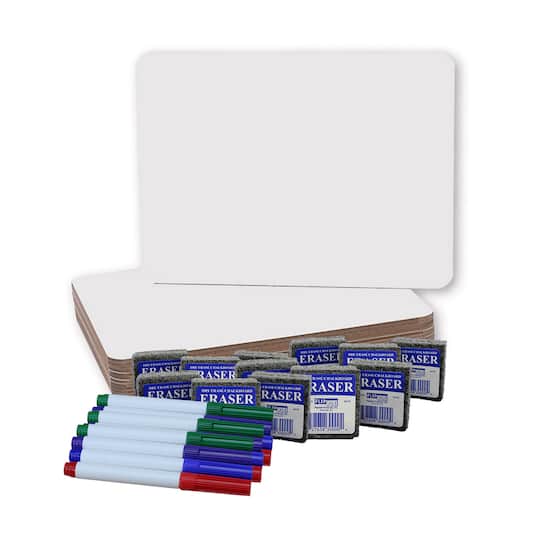 Flipside 9" x 12" Magnetic Dry Erase Boards with Colored Pens & Erasers Set, 12ct.